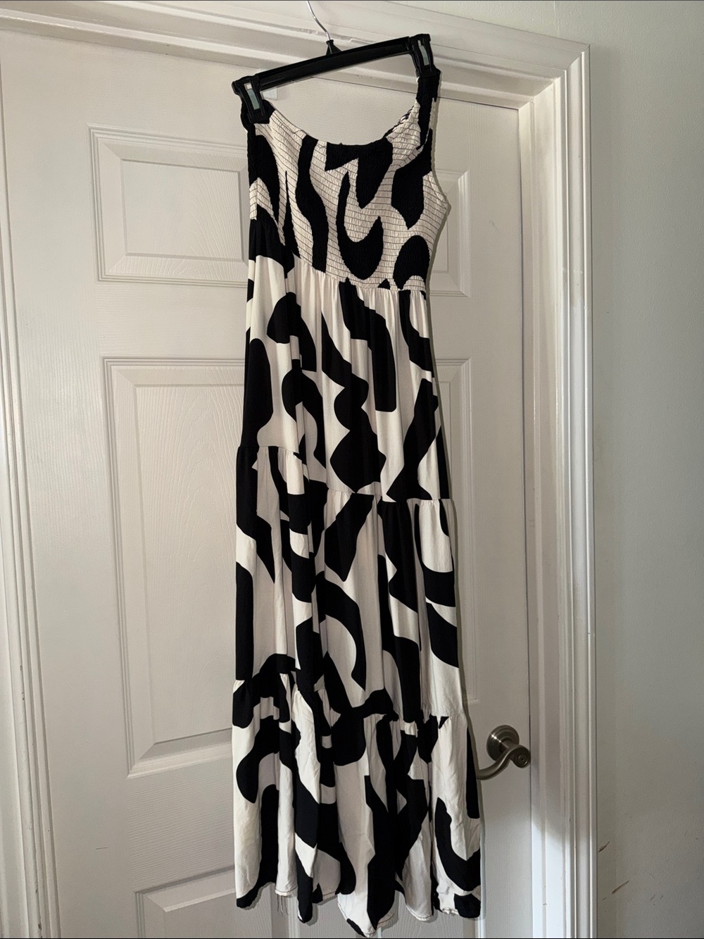 Black & White Maxi Dress - Smocked Bodice